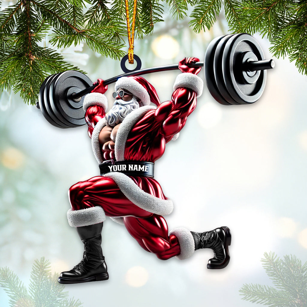 Blisscorners Custom Name Gym Work Out Santa Ornament, Gymnastics Christmas Gift2D Flat LM2211