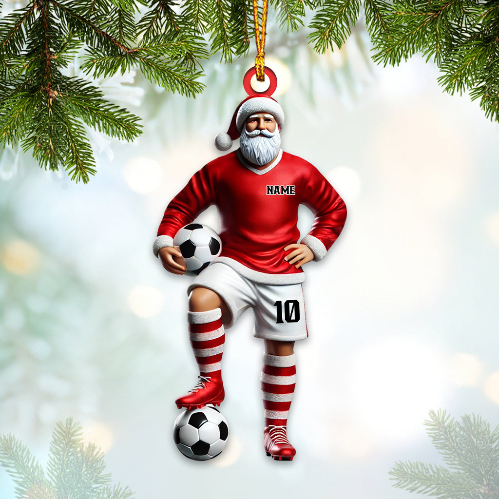Blisscorners Custom Name Soccer Santa Ornament, Soccer Christmas Gifts2D Flat LM2211