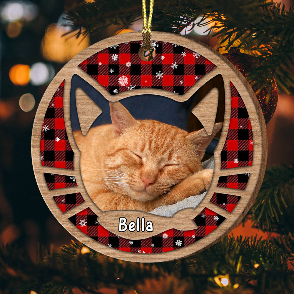 Blisscorners Merry Christmas - Personalized Photo Wooden Ornament - Gift For Pet Lover2D Flat LM2111