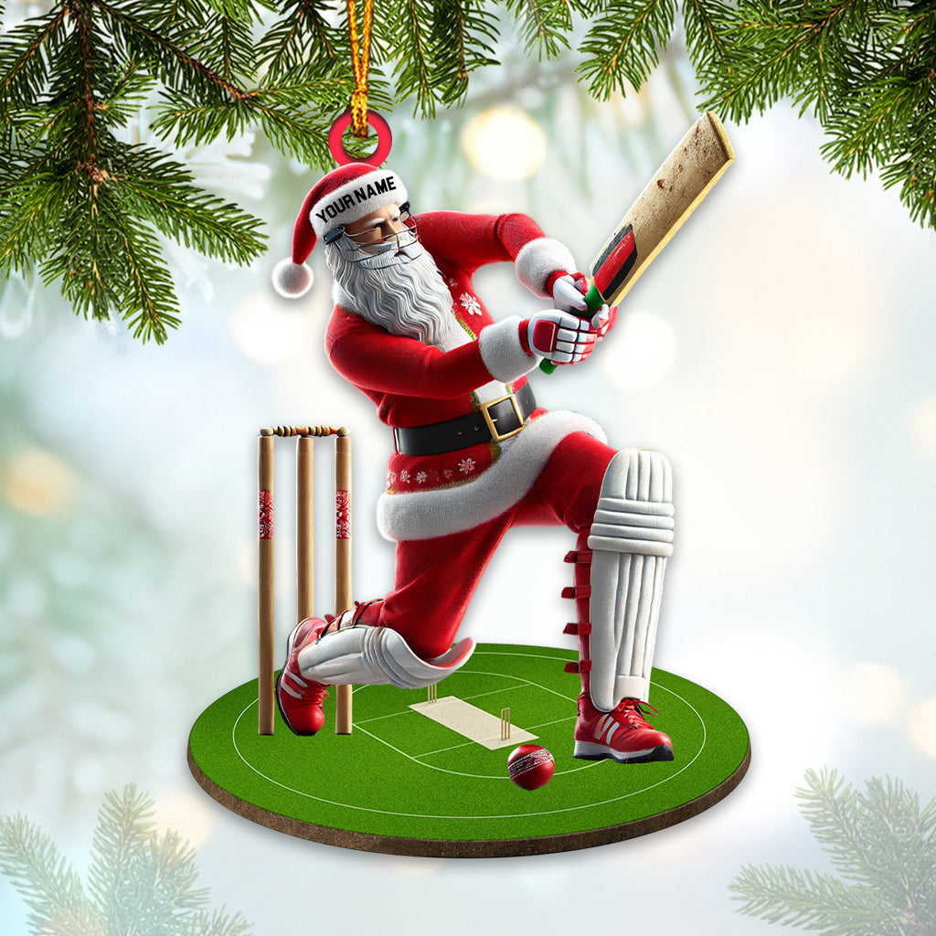 Blisscorners Santa Playing Cricket Ball Christmas Ornament, Personalized Ornament2D Flat LM2211