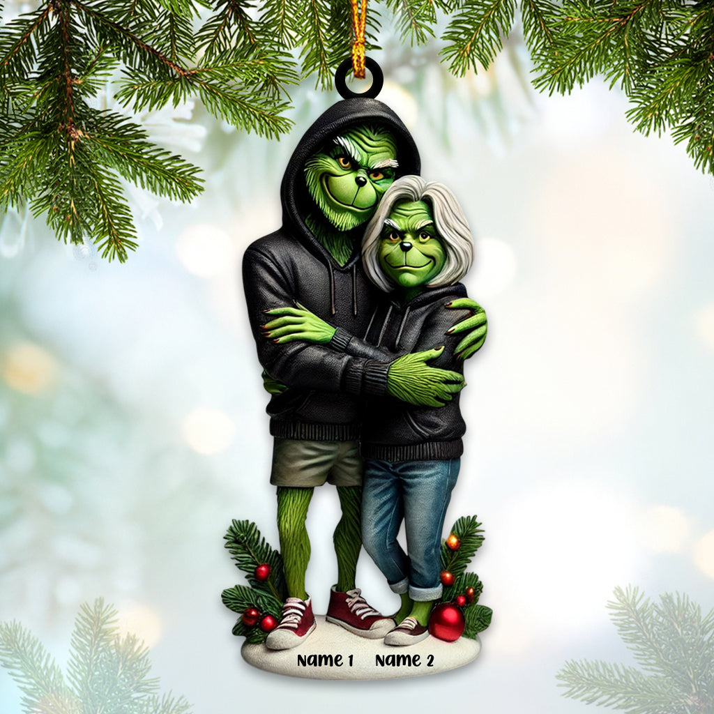 Blisscorners Custom Name Grinch Couple Ornament, Lover Christmas Gift2D Flat LM2111