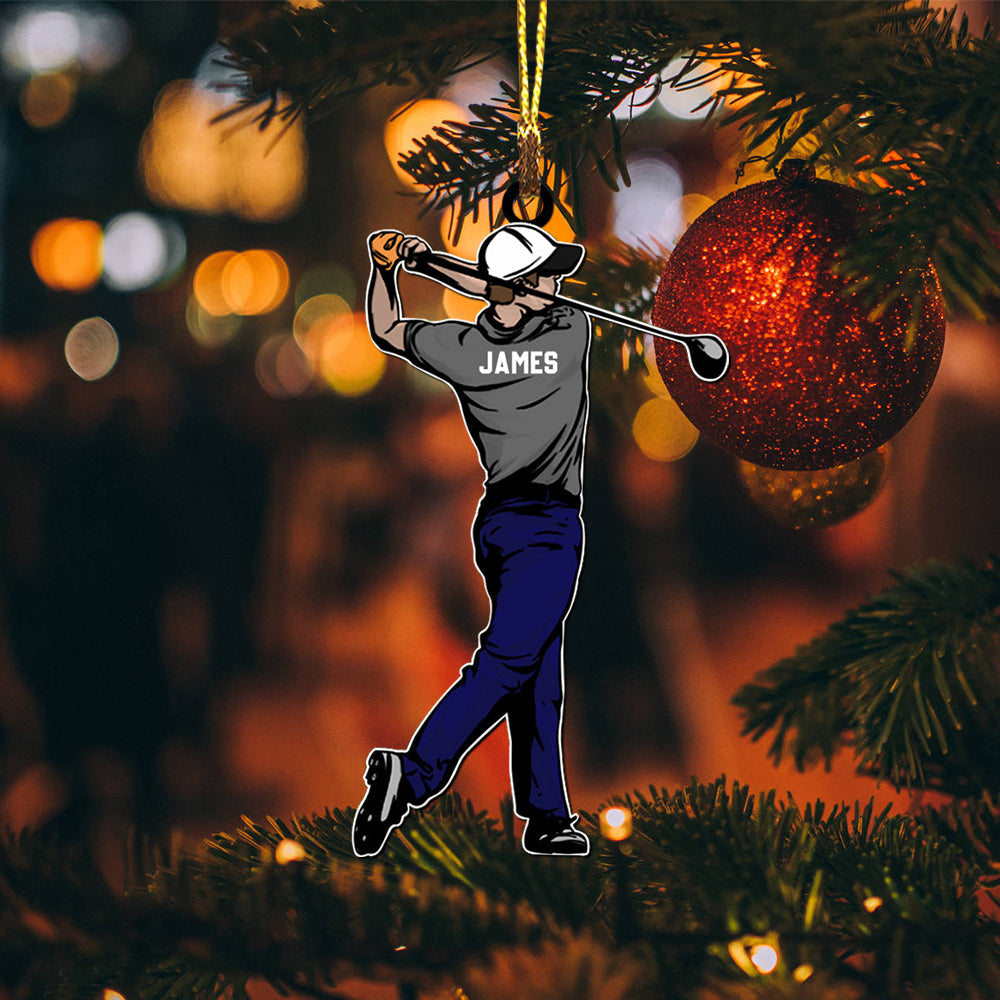 Blisscorners Christmas Golfer - Christmas Gift For Family, Custom Name - Personalized Acrylic Ornament2D Flat LM2111