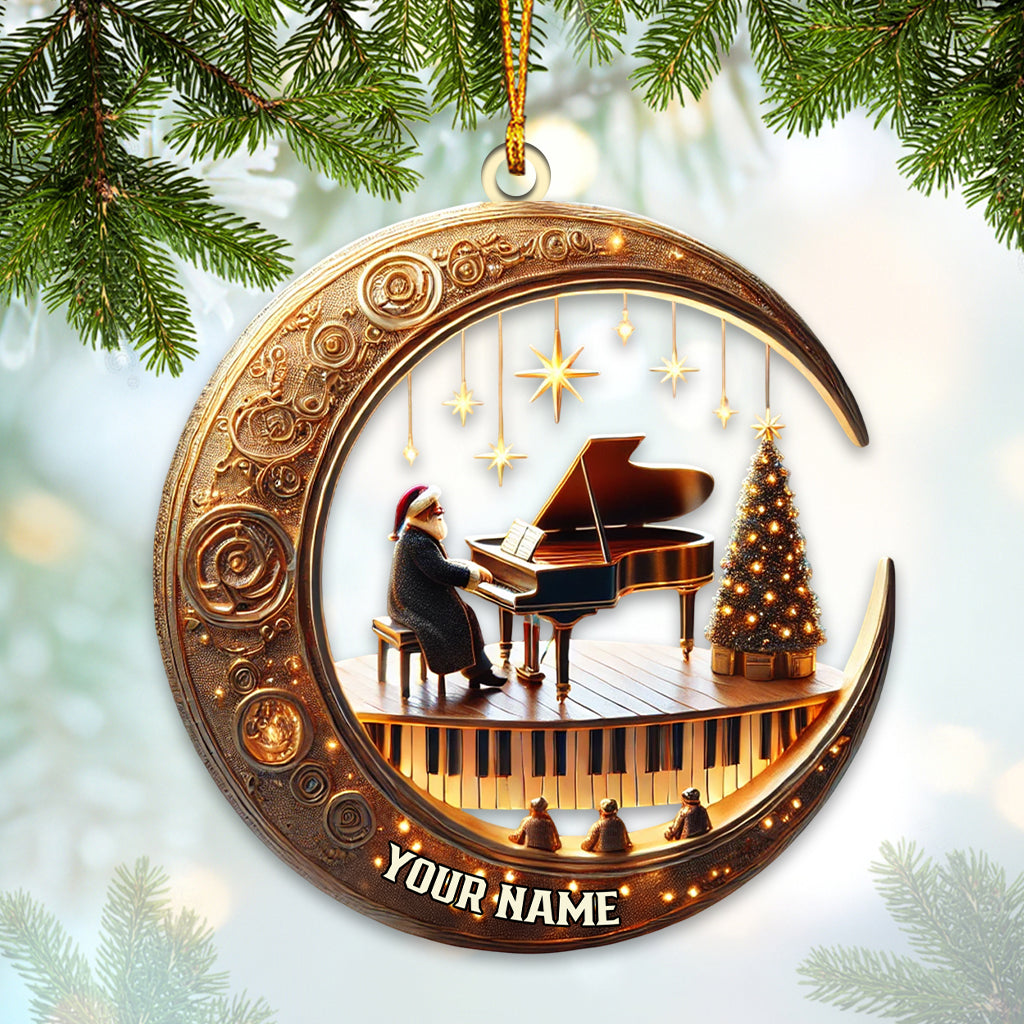 Blisscorners Custom Name Piano Santa Ornament, Christmas Gift Decoration2D Flat LM2111