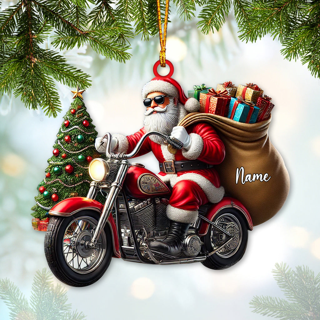 Blisscorners Custom Name Santa Bike Ornament, Santa Bike Christmas Gift2D Flat LM2111