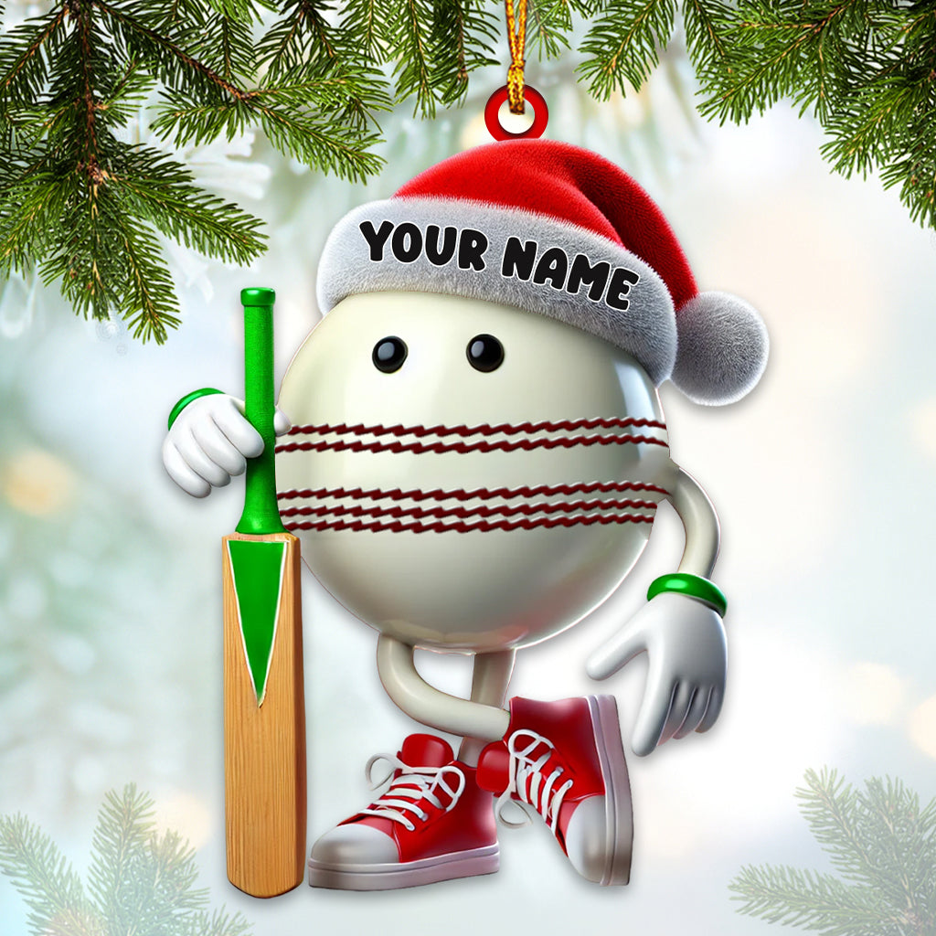 Blisscorners Cricket Ball Christmas Ornament, Personalized Ornament2D Flat LM2211