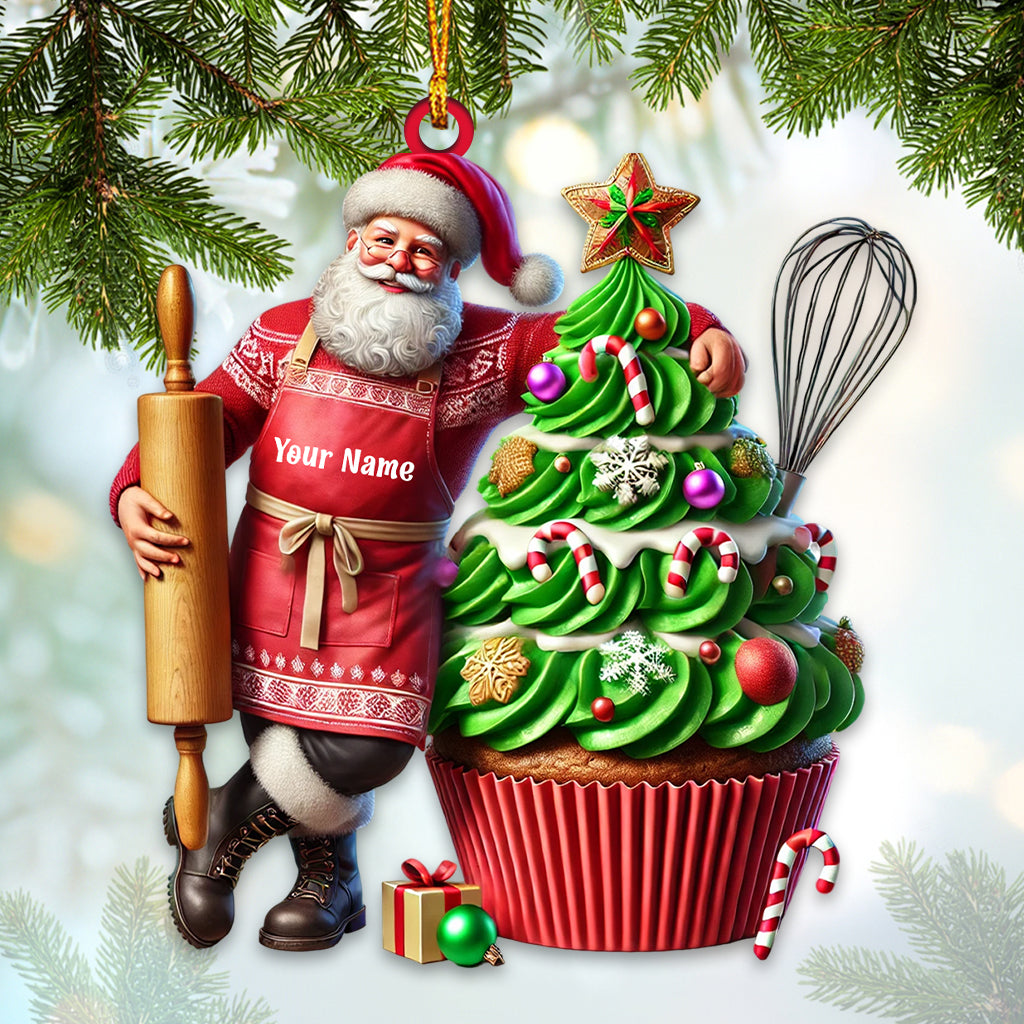 Blisscorners Santa Makes Cakes Christmas Ornament, Personalized Ornament2D Flat LM2211