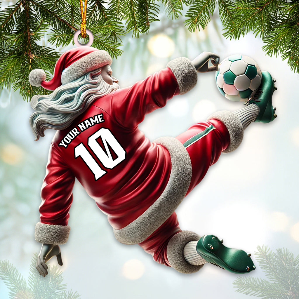 Blisscorners Custom Number Soccer Santa Ornament, Soccer Christmas Gift2D Flat LM2211