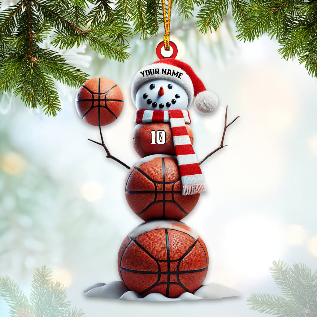 Blisscorners Basketball Snowman Christmas Ornament, Personalized Ornament2D Flat LM2211