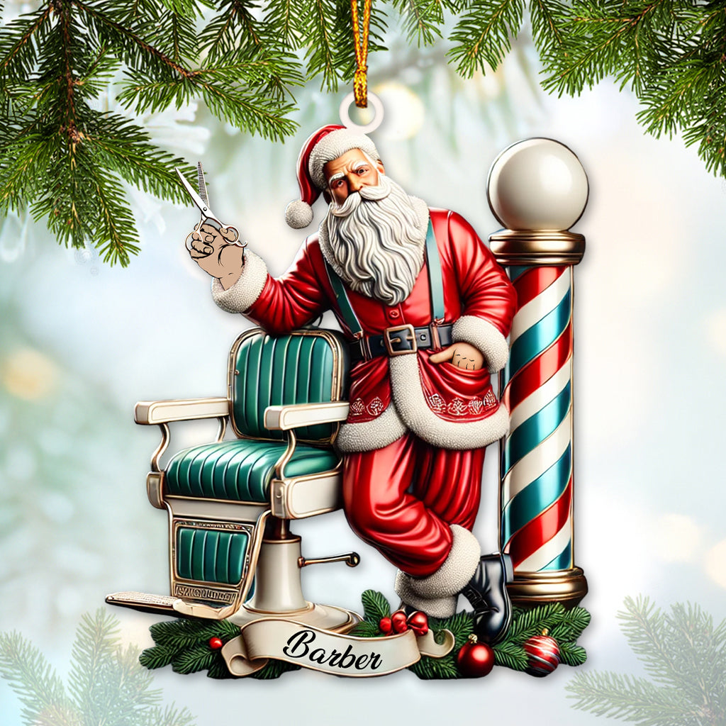 Blisscorners Custom Barber Santa Ornament, Personalized Ornaments2D Flat LM2211