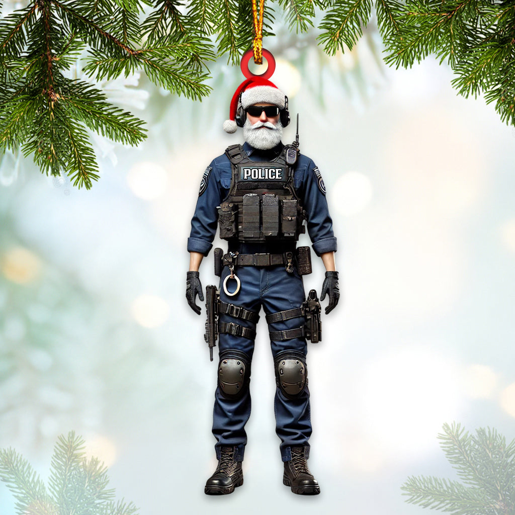 Blisscorners Custom Name Police Santa Ornament, Police Christmas Gift2D Flat LM2211