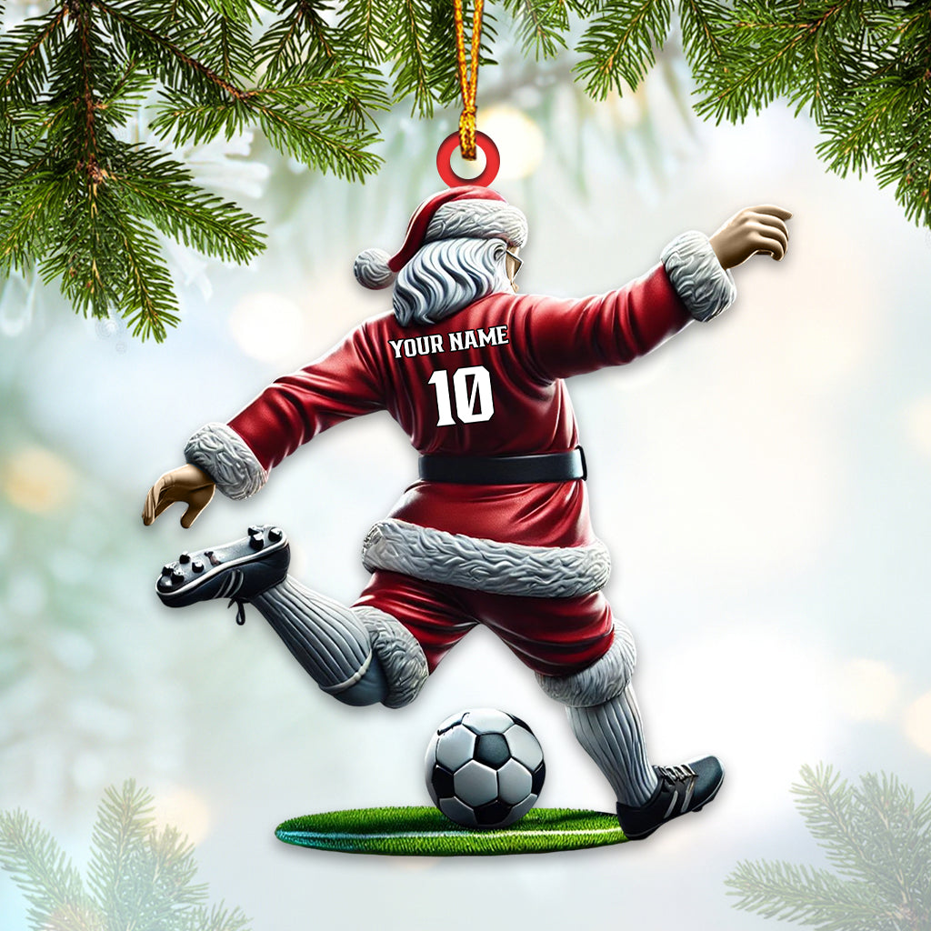Blisscorners Custom Name Soccer Santa Ornament, Soccer Christmas Gift2D Flat LM2211