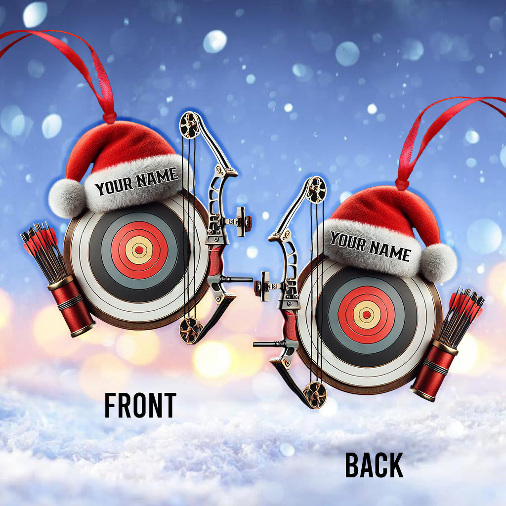 Blisscorners Custom Name Archery Santa Ornament, Archery Christmas Gift2D Flat LM2111