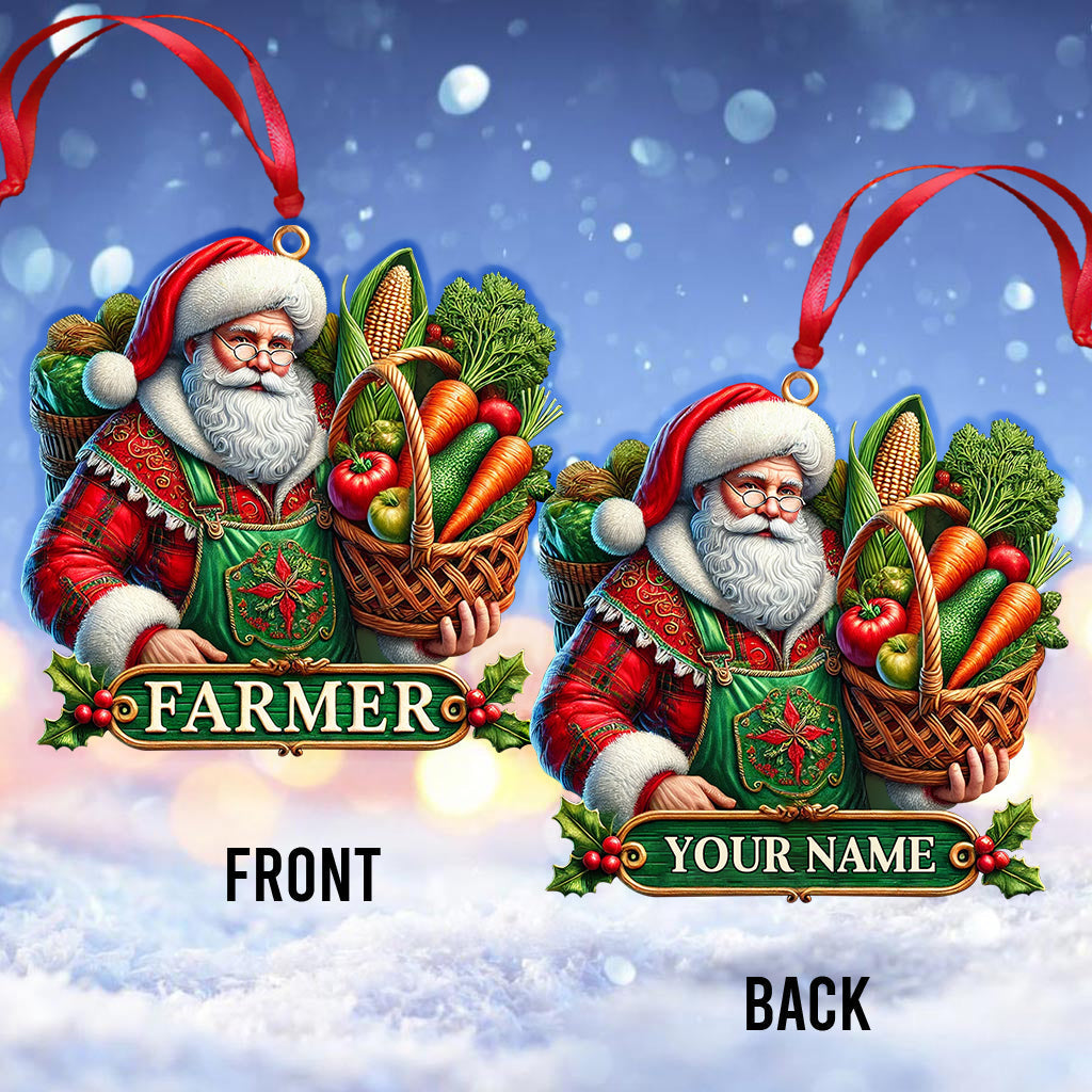 Blisscorners Custom Name Ornament, Santa Farmer2D Flat LM2211