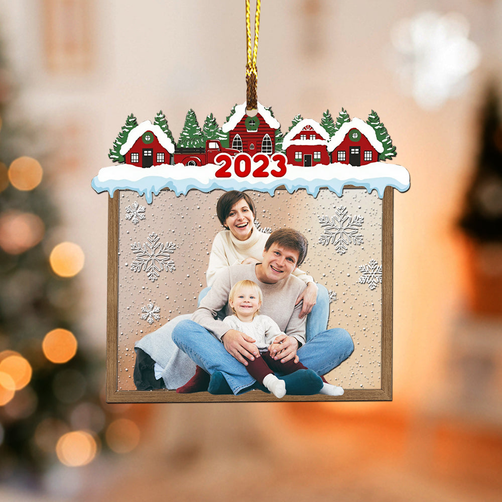 Blisscorners Christmas House Family - Custom Photo Christmas Gift - Personalized Acrylic Ornament2D Flat LM2111