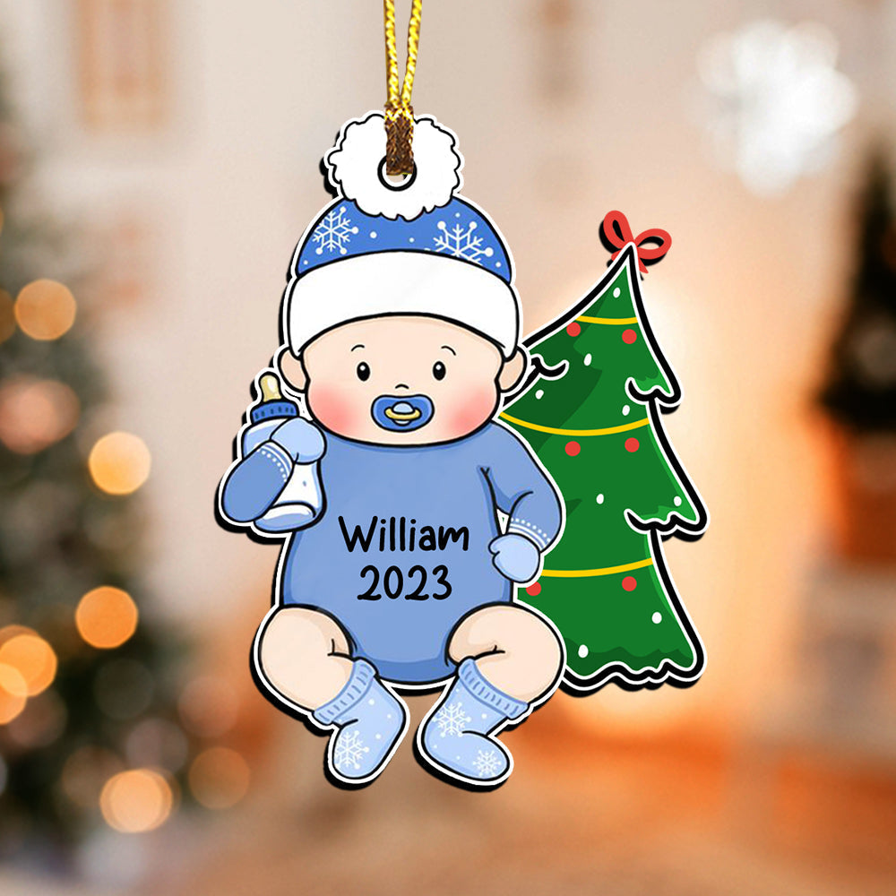 Blisscorners Xmas Baby - Custom Name, Personalized Acrylic Ornament - Gift For Christmas, Family Gift2D Flat LM2111