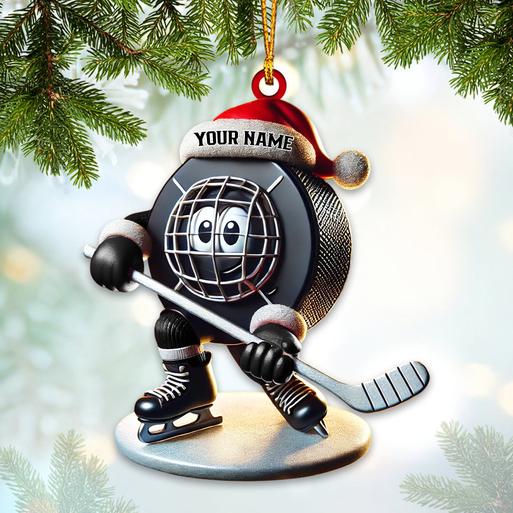 Blisscorners Custom Name Ice Hockey Ornament, Ice Hockey Christmas Gift2D Flat LM2211