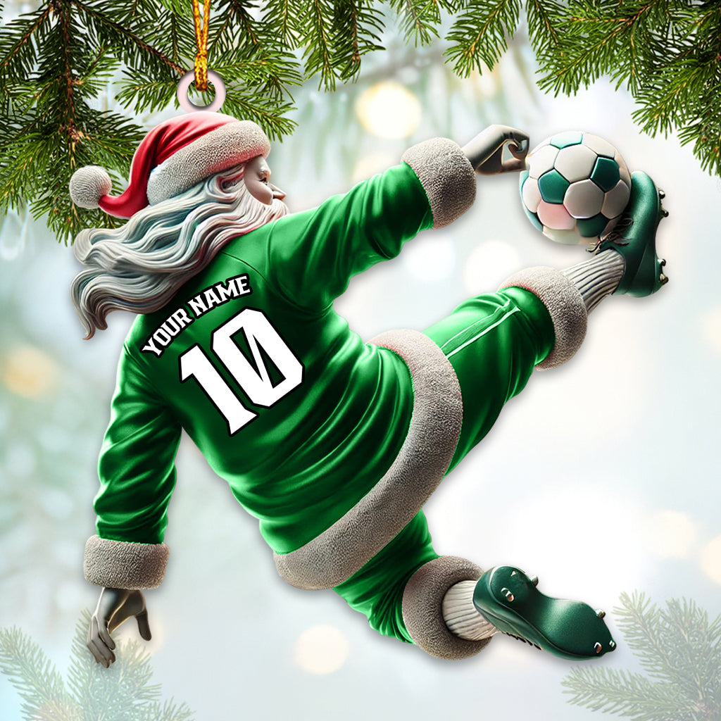 Blisscorners Custom Number Soccer Santa Ornament, Soccer Christmas Gift2D Flat LM2211