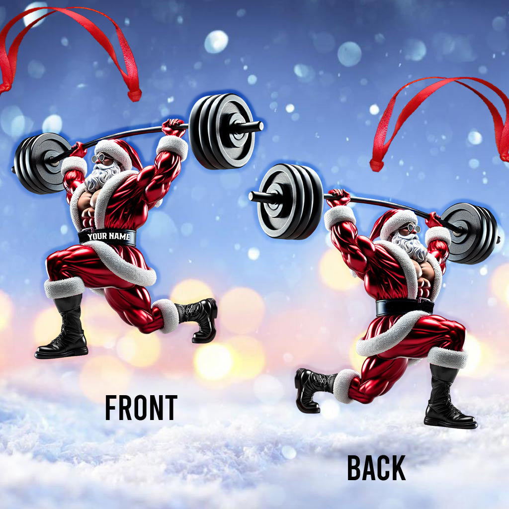 Blisscorners Custom Name Gym Work Out Santa Ornament, Gymnastics Christmas Gift2D Flat LM2211