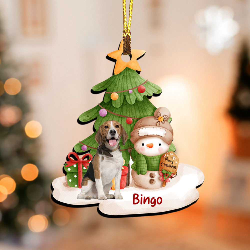 Blisscorners Christmas Tree And Pet - Personalized Photo Custom Shaped Wooden Ornament - Gift For Pet Lover, Christmas Gift2D Flat LM2111