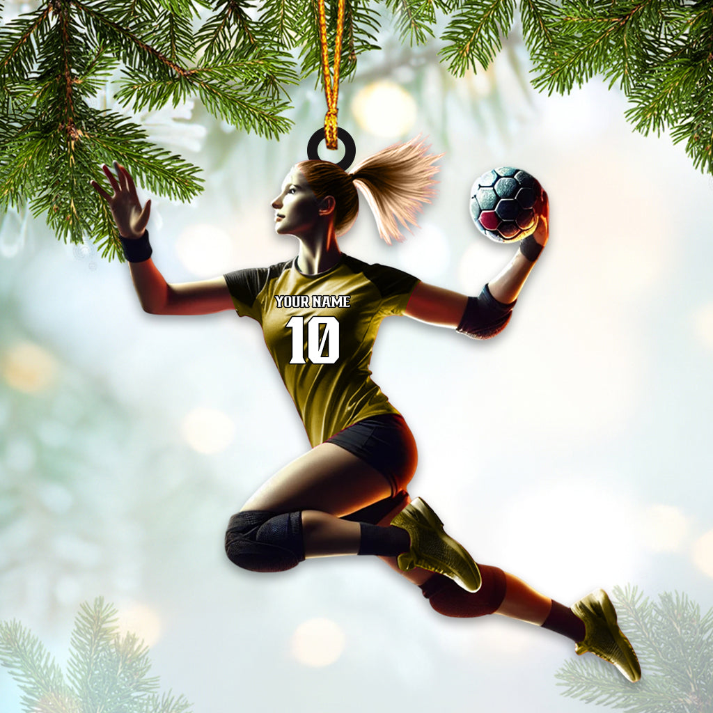 Blisscorners Custom Name and Number Woman Handball Ornament, Christmas Gift Decoration2D Flat LM2111