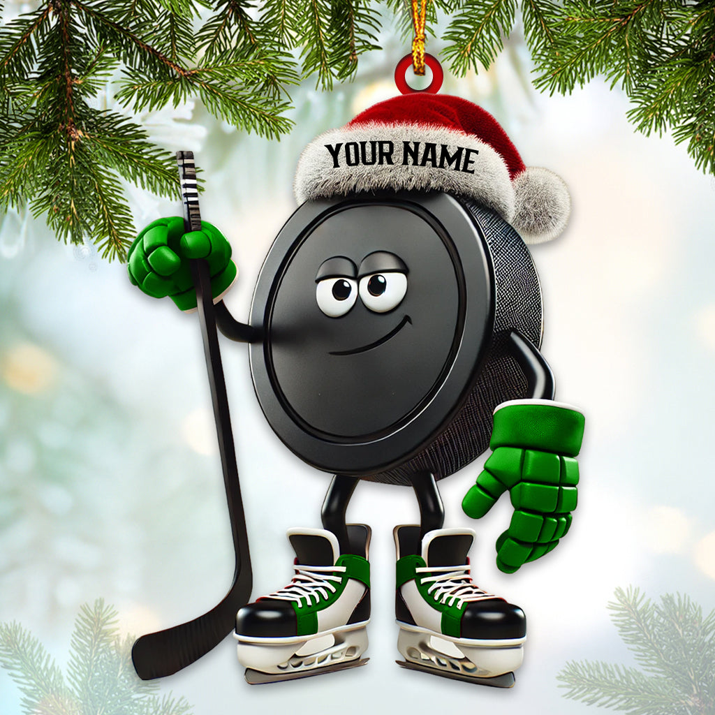 Blisscorners Custom Name Ice Hockey Ornament, Ice Hockey Christmas Gifts2D Flat LM2211