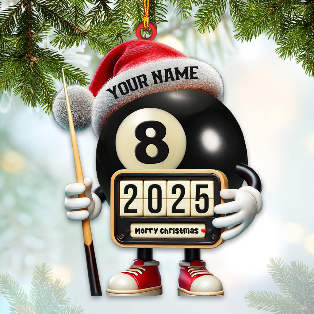 Blisscorners Custom Name and Year Billiard Ornament, Billiard Lover Christmas Gift2D Flat LM2211