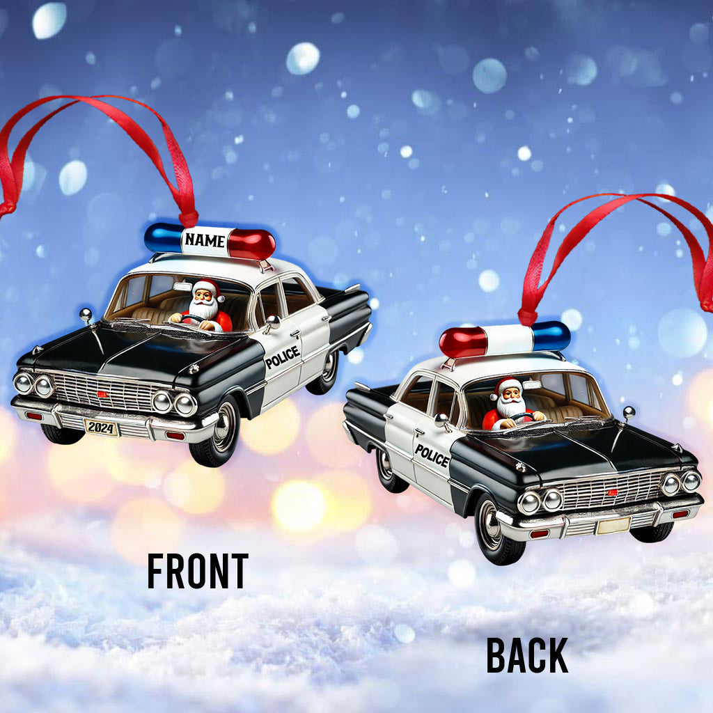 Blisscorners Santa Driver Police Car Christmas Ornament, Personalized Ornament2D Flat LM2211