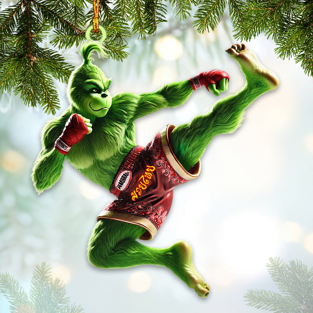 Blisscorners Custom Name Muay Thai Grinch Ornament, Muay Thai Lover Christmas Gift2D Flat LM2111
