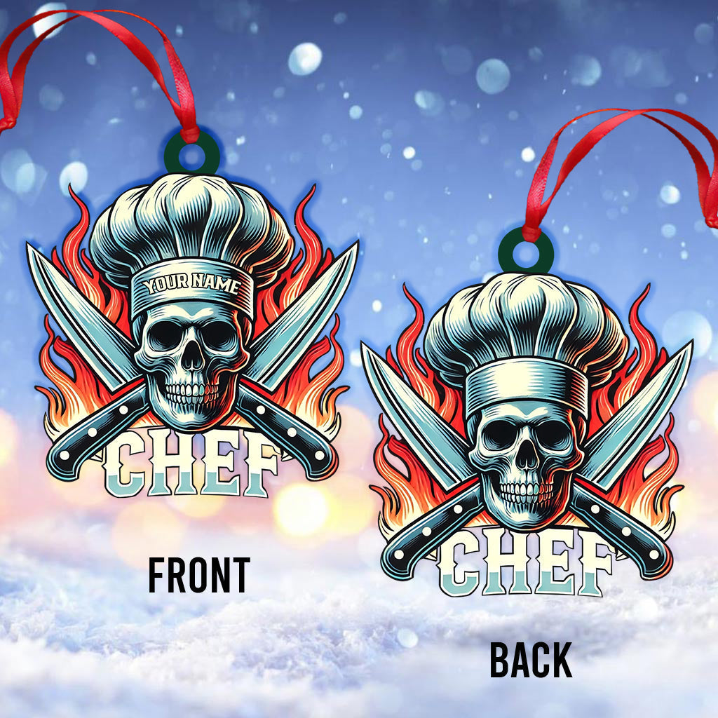 Blisscorners Custom Name Ornament, Skull Chef2D Flat LM2111