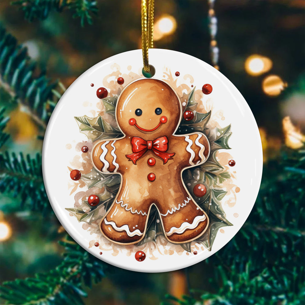 Blisscorners Personalized Xmas Background Ceramic Ornament - Gift For Christmas, Family Gift2D Flat LM2111