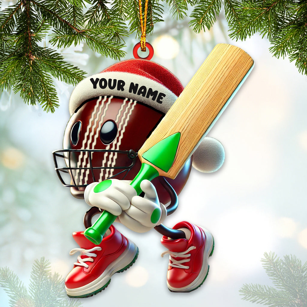 Blisscorners Christmas Cricket Ball Ornament, Personalized Ornament2D Flat LM2211