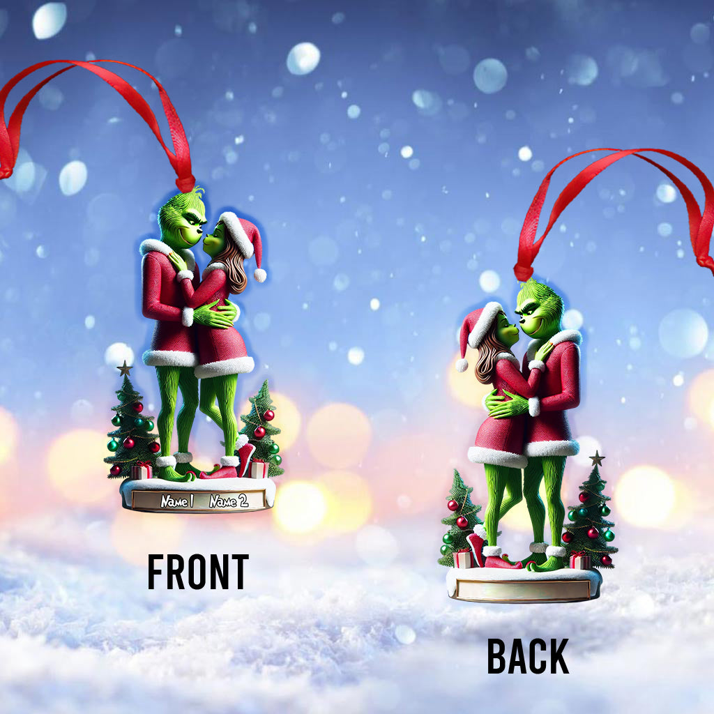 Blisscorners Custom Name Grinch Couple Ornament, Grinch Lover Christmas Gift2D Flat LM2111