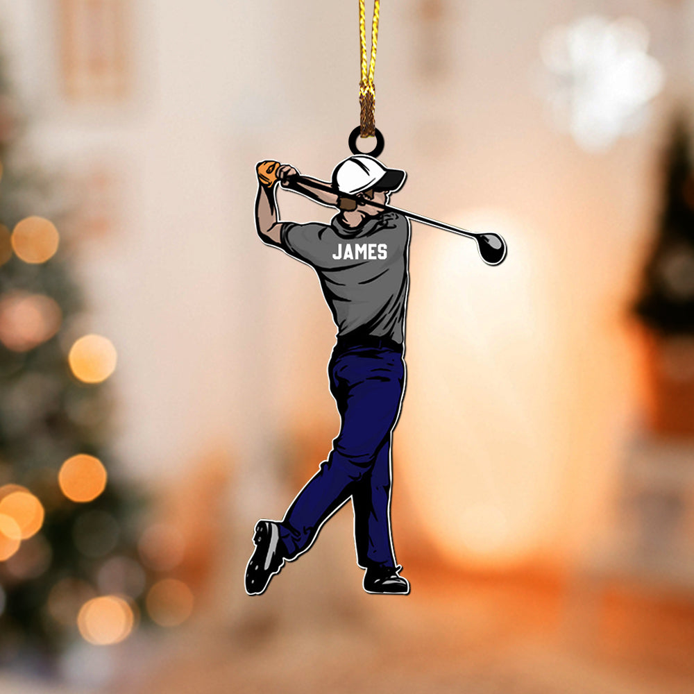 Blisscorners Christmas Golfer - Christmas Gift For Family, Custom Name - Personalized Acrylic Ornament2D Flat LM2111