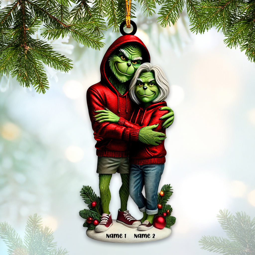 Blisscorners Custom Name Grinch Couple Ornament, Lover Christmas Gift2D Flat LM2111
