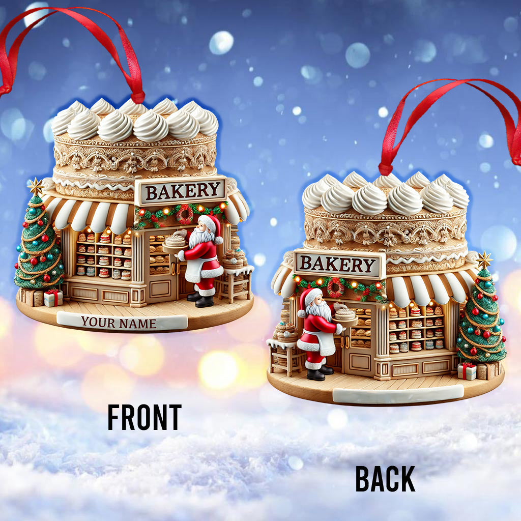 Blisscorners Santa Bakery Christmas Ornament, Personalized Ornament2D Flat LM2211