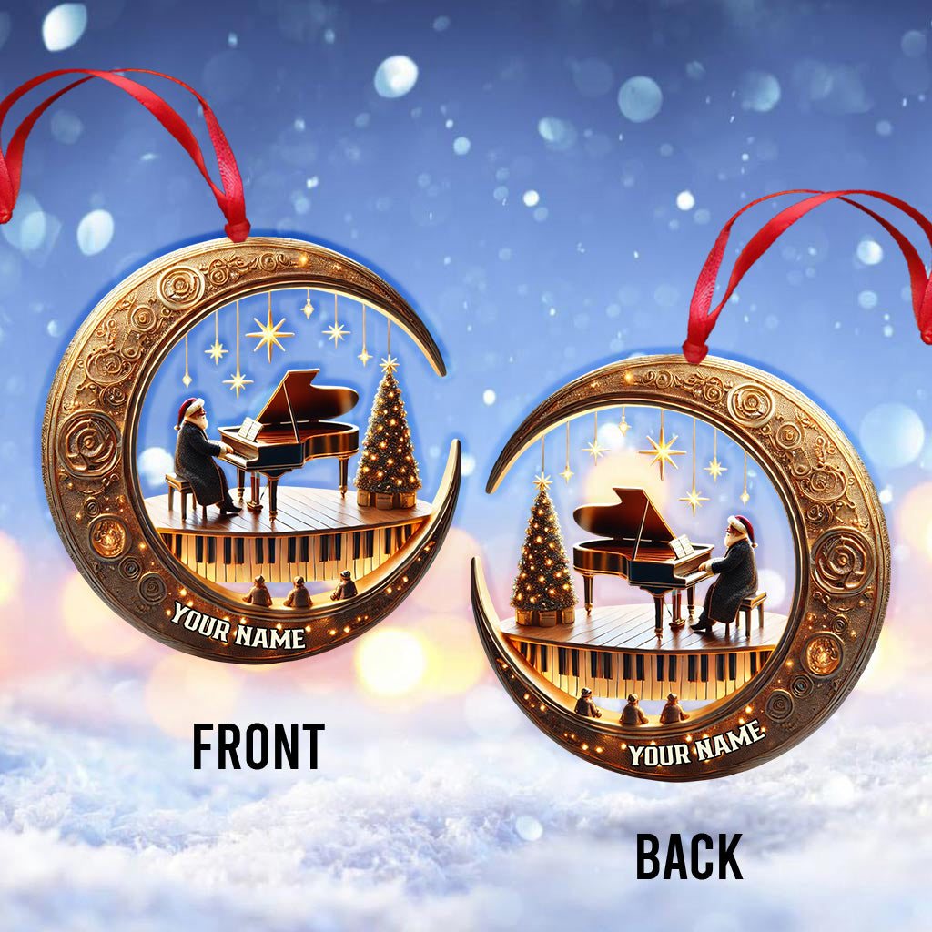 Blisscorners Custom Name Piano Santa Ornament, Christmas Gift Decoration2D Flat LM2111