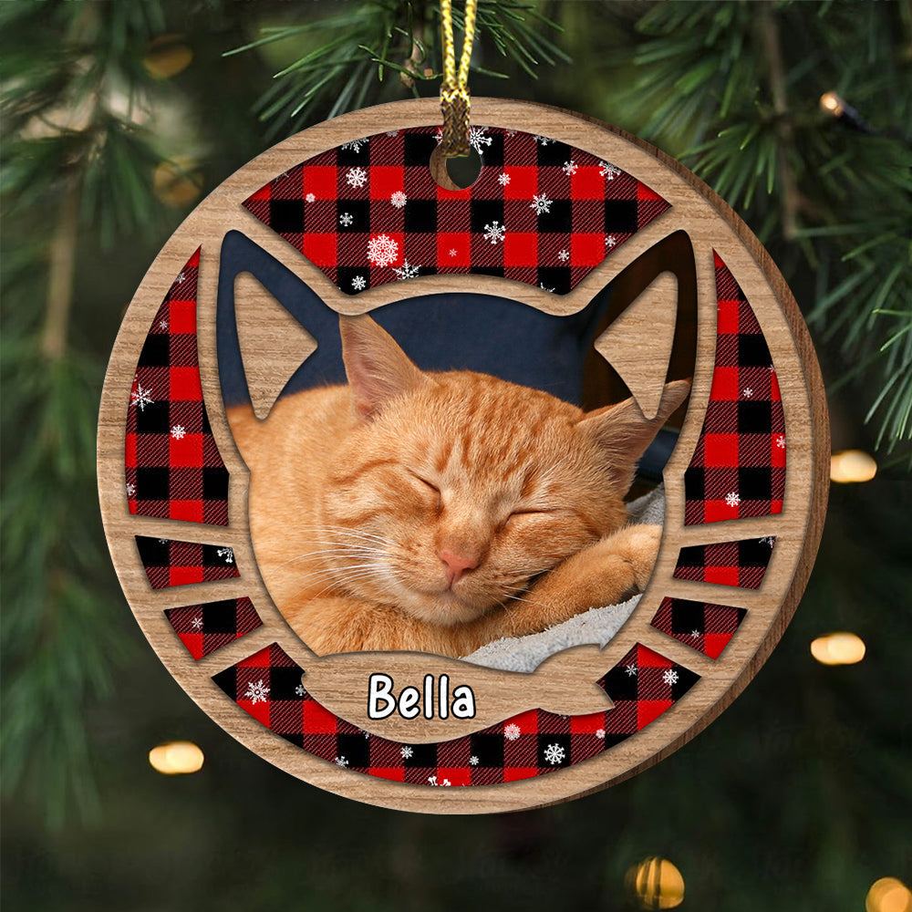 Blisscorners Merry Christmas - Personalized Photo Wooden Ornament - Gift For Pet Lover2D Flat LM2111