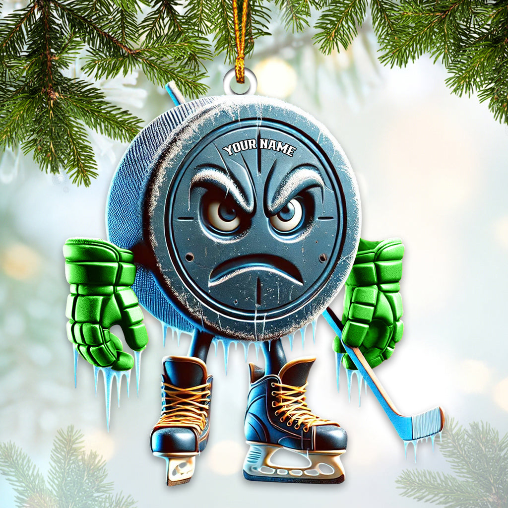 Blisscorners Custom Name Ice Hockey Ornament, Ice Hockey Lover Christmas Gift7232D Flat LM2111