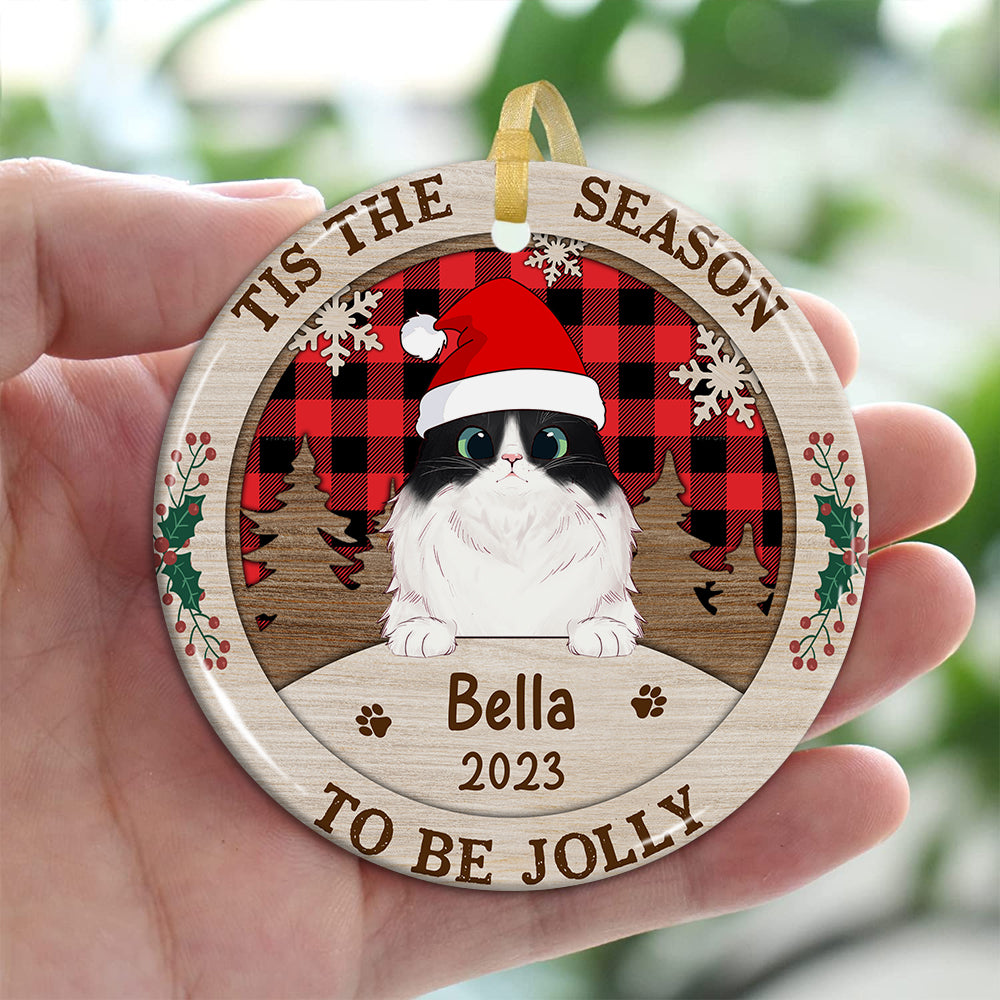 Blisscorners Tis The Season To Be Jolly - Personalized Christmas Ceramic Ornament - Gift For Pet Lover2D Flat LM2111
