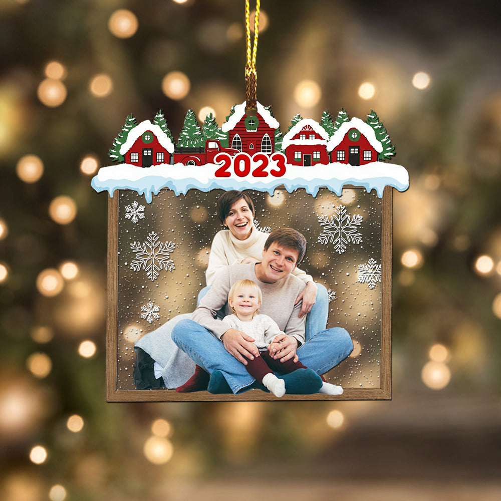 Blisscorners Christmas House Family - Custom Photo Christmas Gift - Personalized Acrylic Ornament2D Flat LM2111