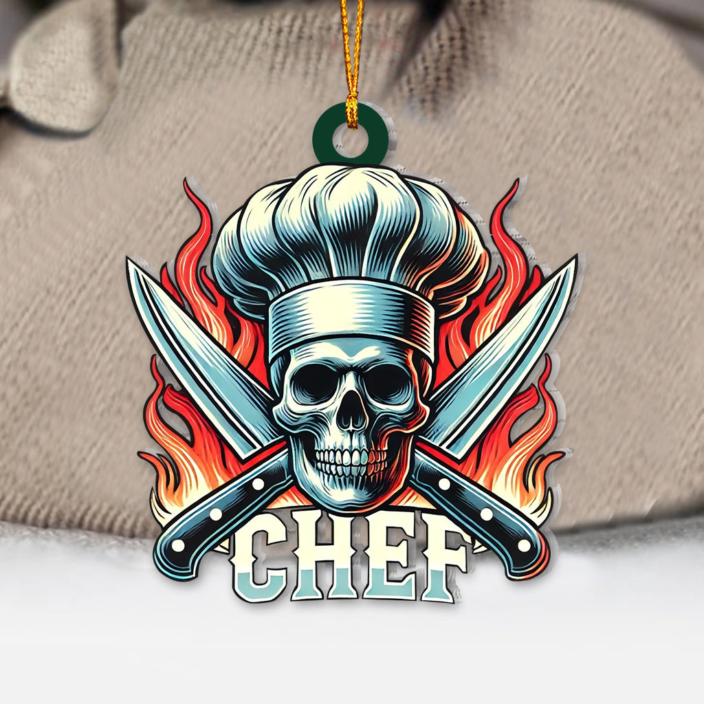 Blisscorners Custom Name Ornament, Skull Chef2D Flat LM2111