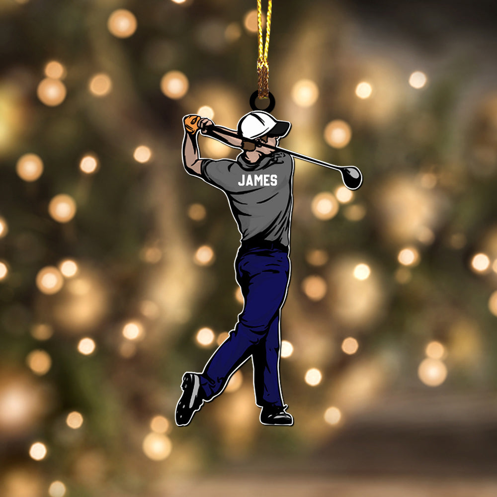 Blisscorners Christmas Golfer - Christmas Gift For Family, Custom Name - Personalized Acrylic Ornament2D Flat LM2111