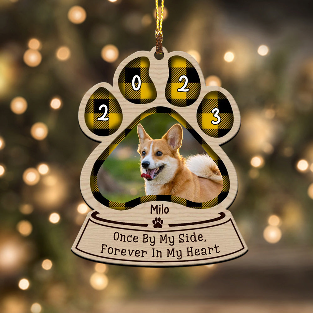 Blisscorners One By My Side Forever In My Heart, Custom Photo And Name - Personalized Custom Shaped Wooden Ornament - Christmas Gift2D Flat LM2111