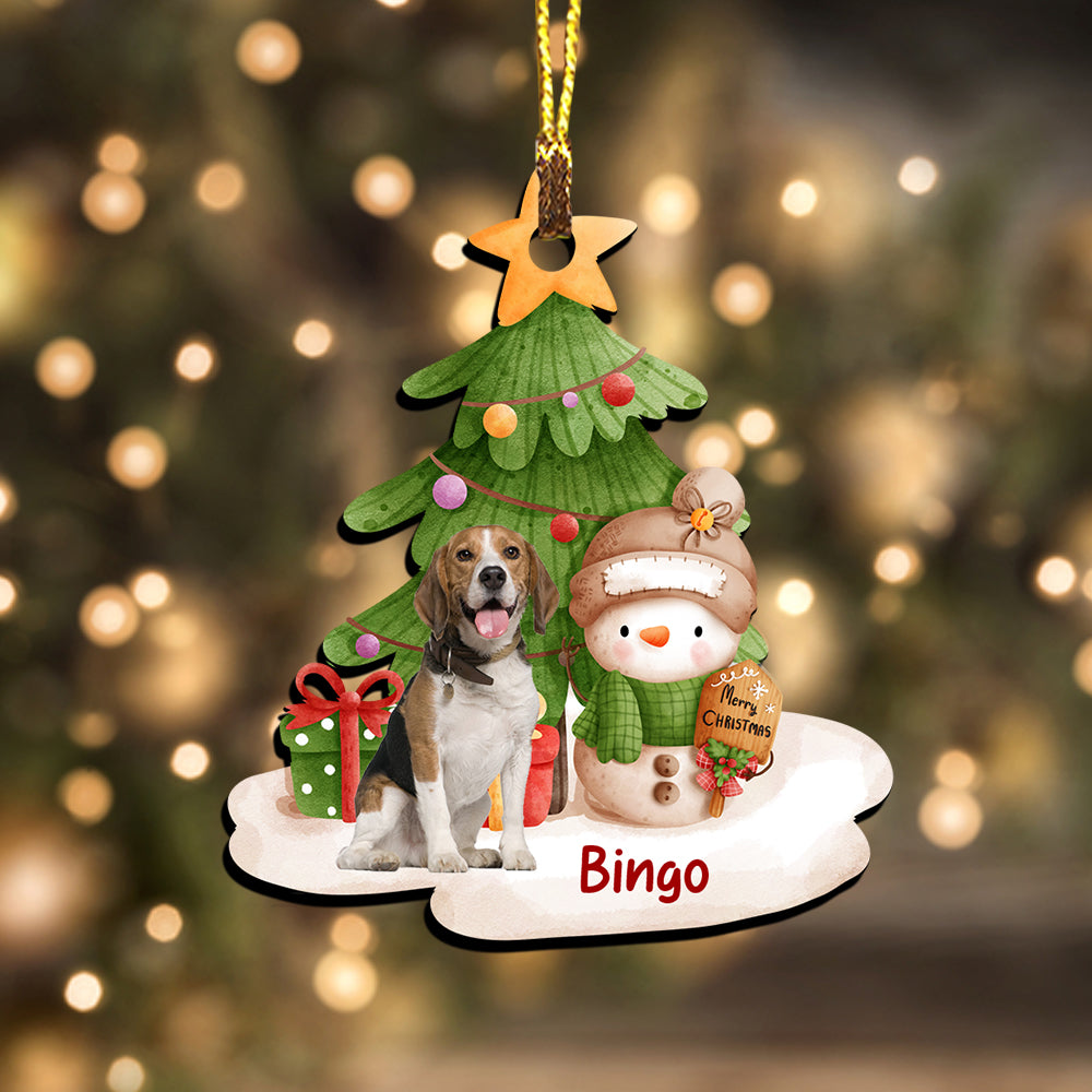 Blisscorners Christmas Tree And Pet - Personalized Photo Custom Shaped Wooden Ornament - Gift For Pet Lover, Christmas Gift2D Flat LM2111
