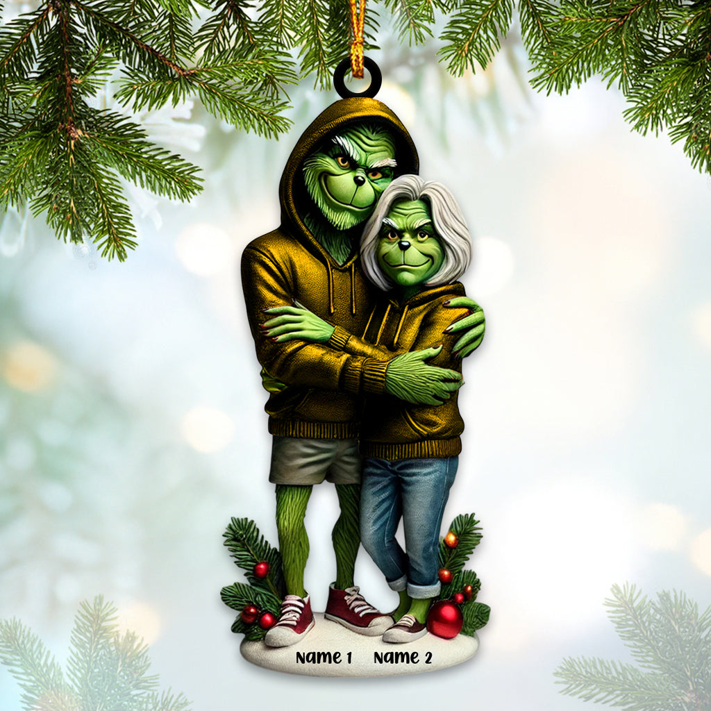 Blisscorners Custom Name Grinch Couple Ornament, Lover Christmas Gift2D Flat LM2111