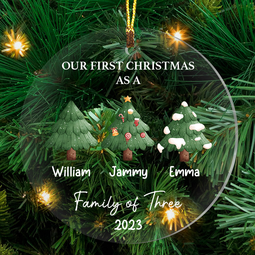Blisscorners Merry Christmas As A Family, Xmas Tree- Personalized Acrylic Ornament, Christmas Gift For Family2D Flat LM2111