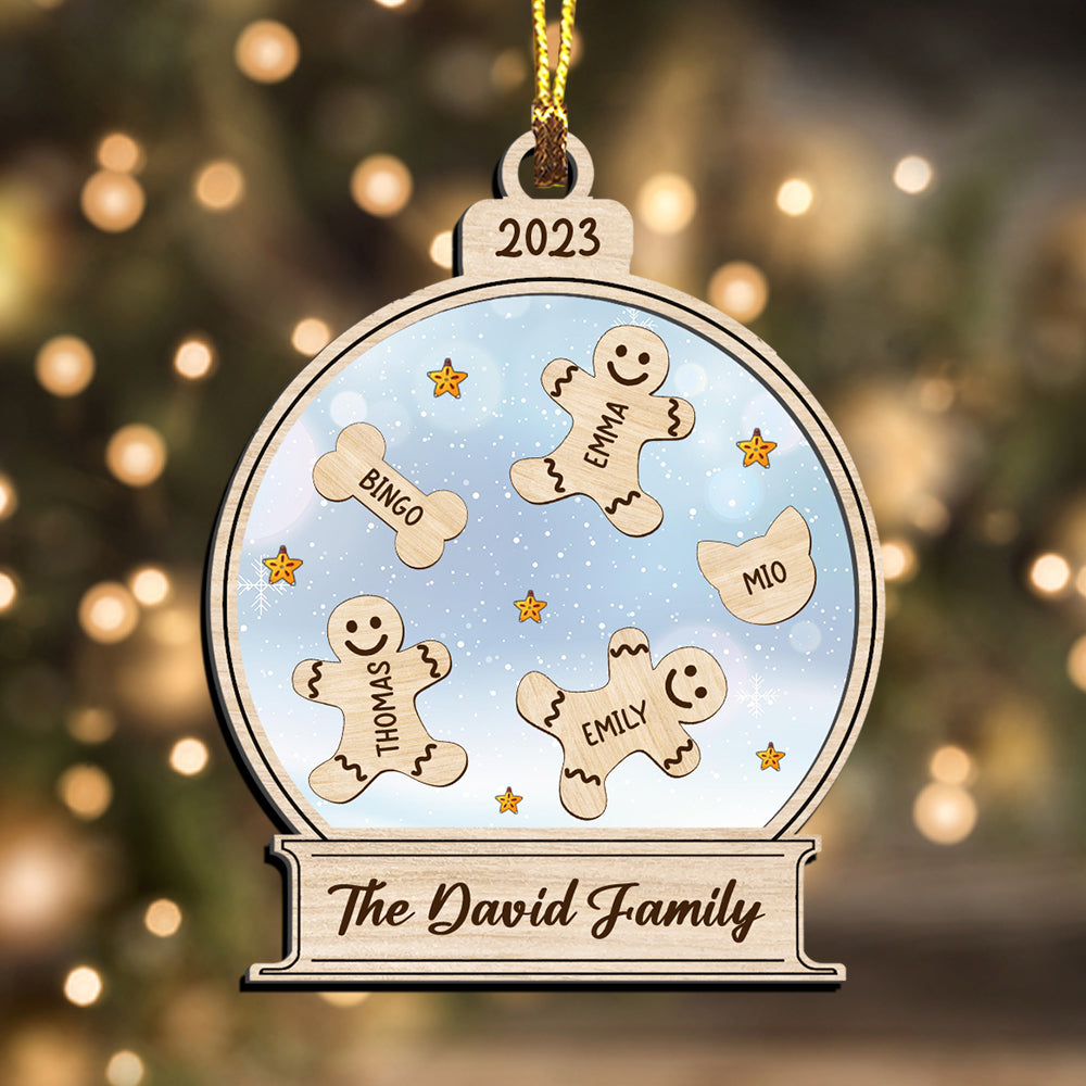 Blisscorners Family Human With Pet - Custom Icon And Name, Personalized Acrylic Ornament - Gift For Christmas, Family Gift2D Flat LM2111