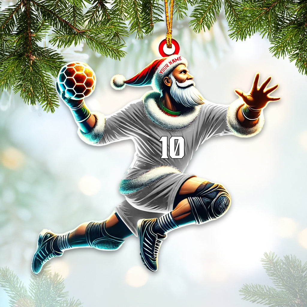 Blisscorners Custom Number Handball Santa Ornament, Christmas Gift for Handball Lover2D Flat LM2211