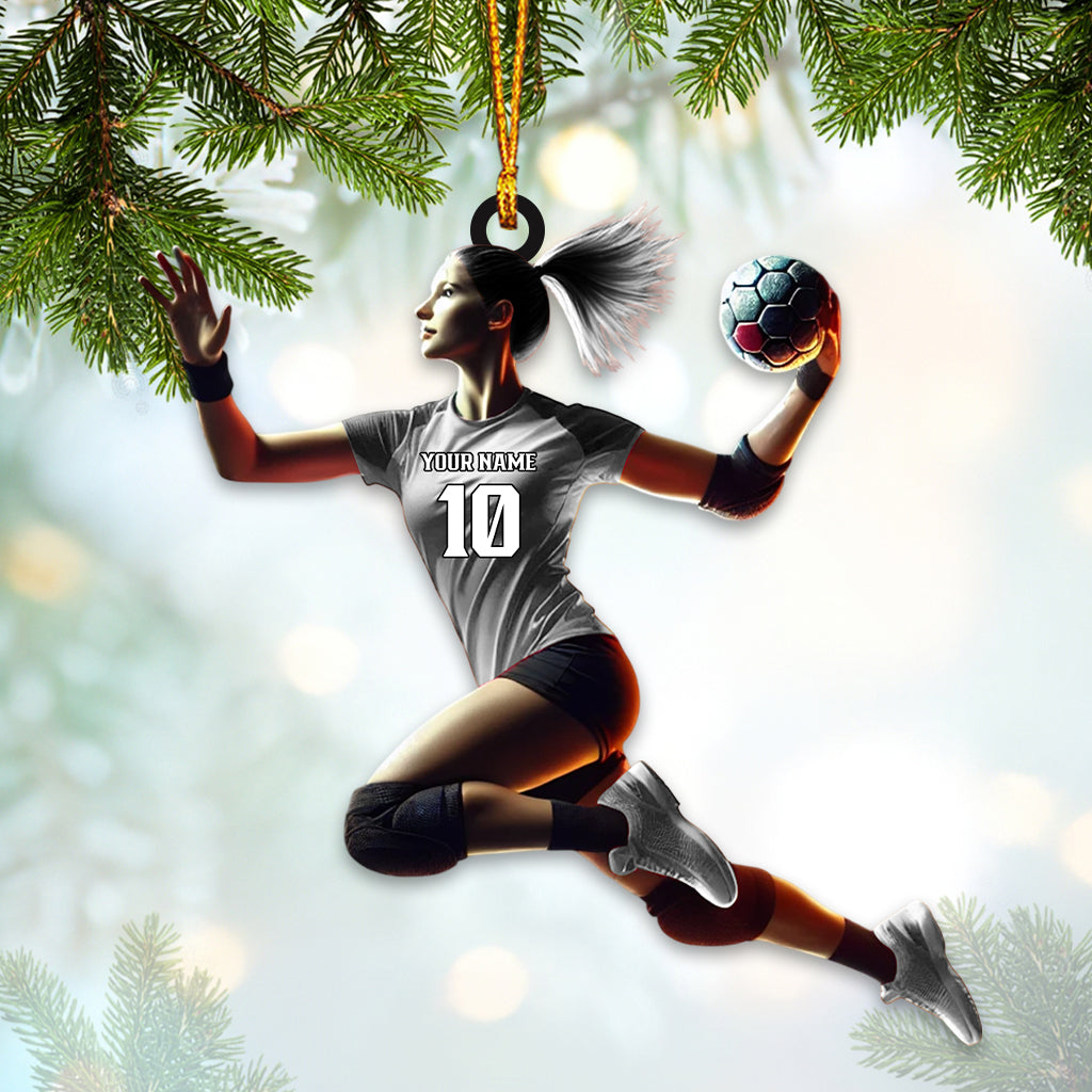 Blisscorners Custom Name and Number Woman Handball Ornament, Christmas Gift Decoration2D Flat LM2111