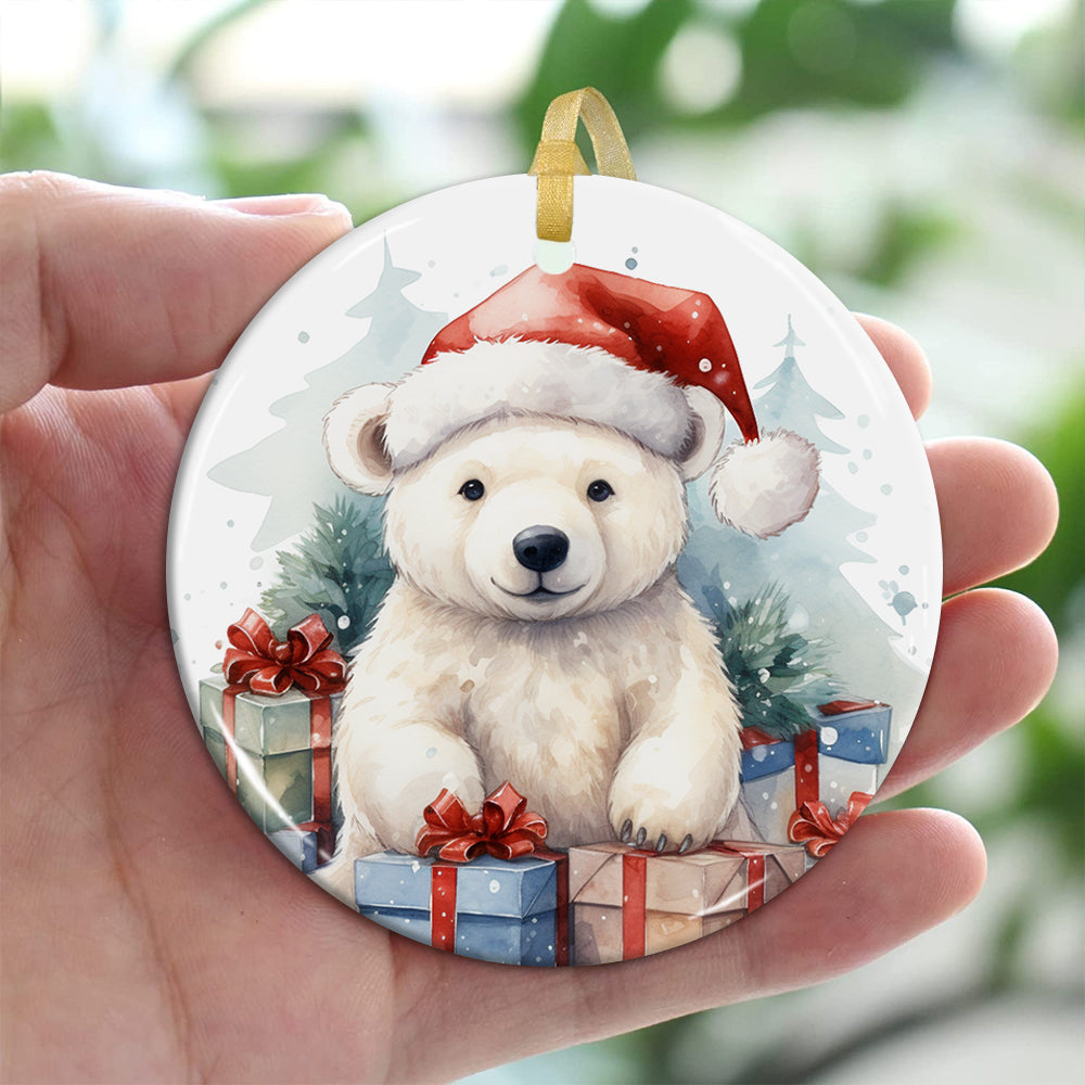 Blisscorners Personalized Xmas Background Ceramic Ornament - Gift For Christmas, Family Gift2D Flat LM2111